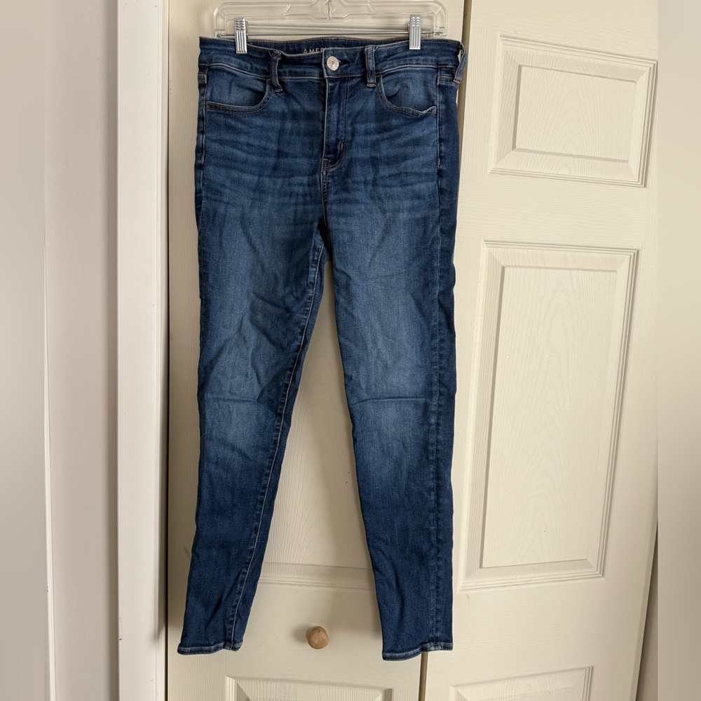 American Eagle Outfitters Dark Blue Skinny Jeans Size 10 Long